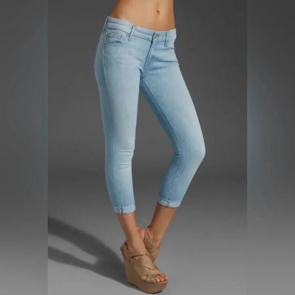 Mother Denim The Looker Skinny Crop Capri Jeans in Hummingbird 25 Stretch - Picture 1 of 16